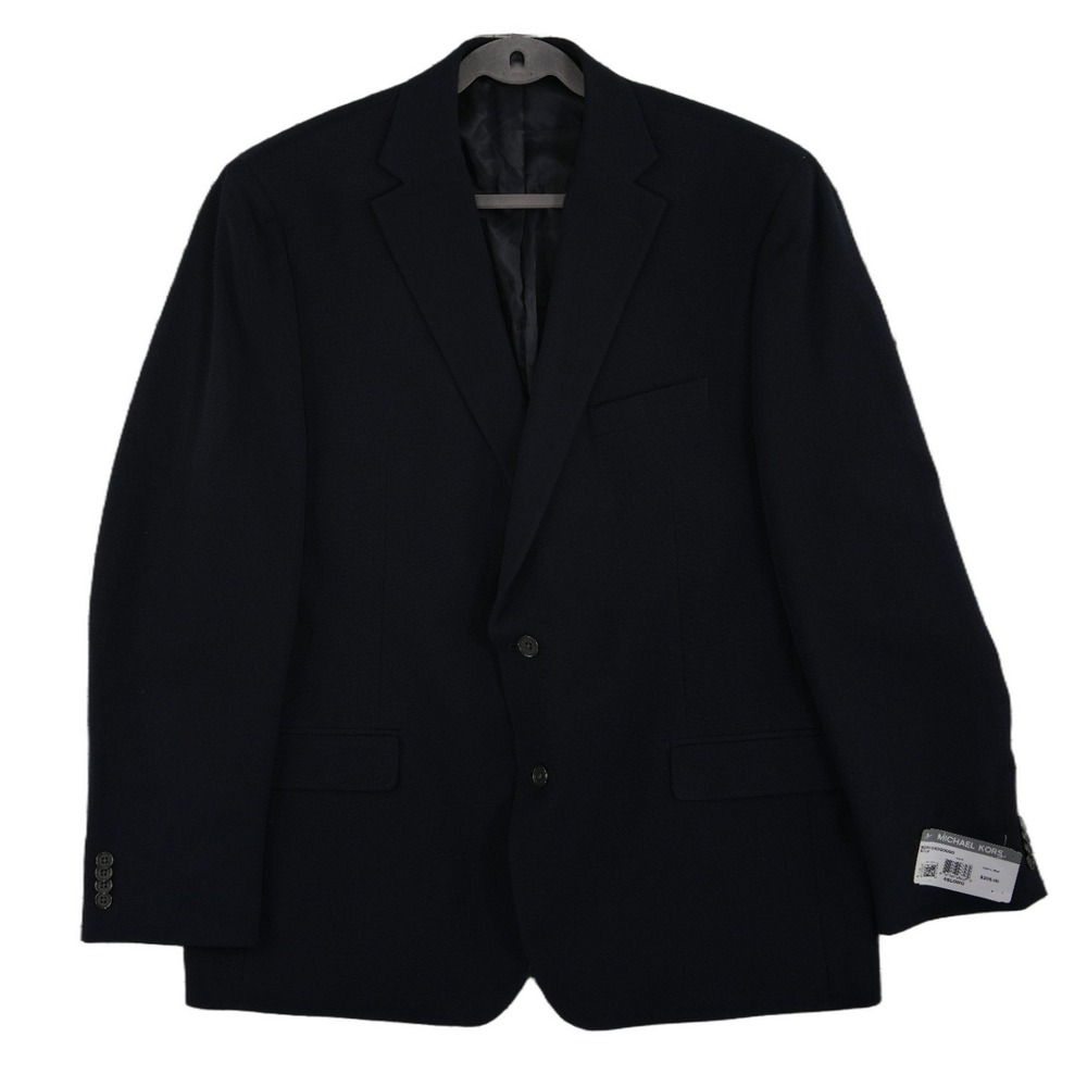 NWT Michael Kors Blazer Men's Size 48L Navy Blue Stretch Suit Jacket MSRP $295